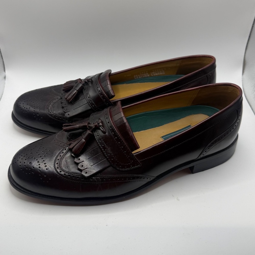 Hanover MasterFlex Mens 9.5 M Burgundy Leather Kiltie Tassel Wingtip Loafers